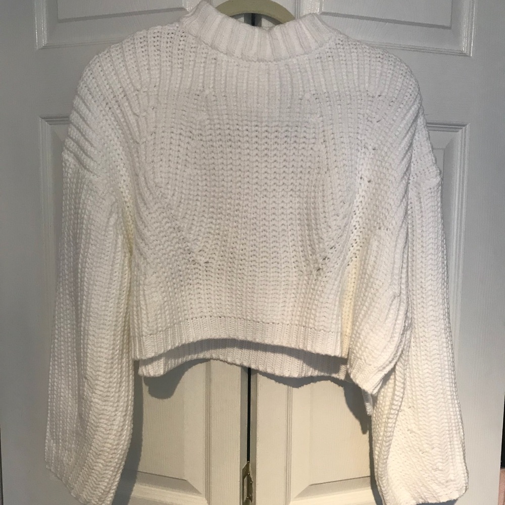 Cropped white sweater